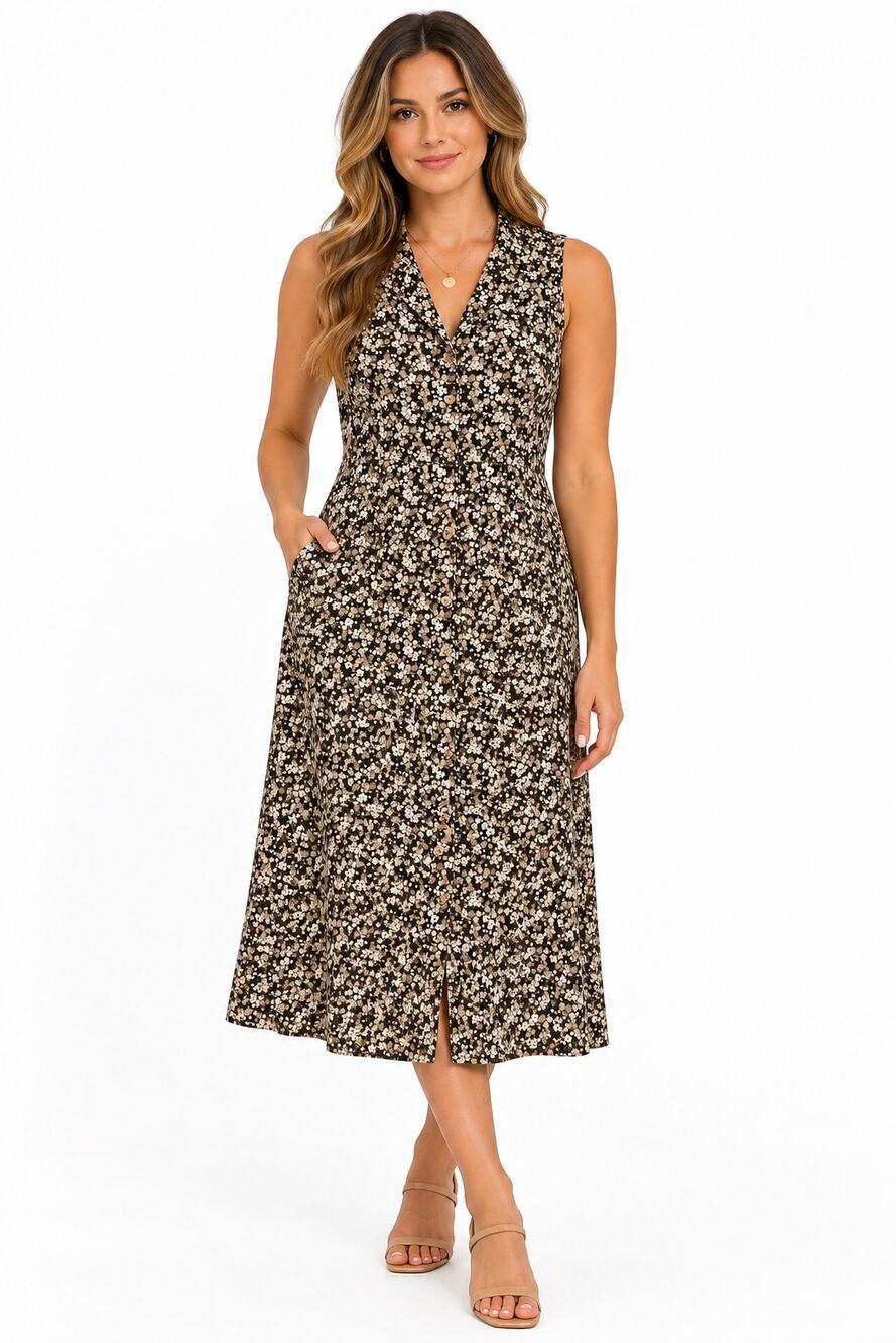 Christopher & Banks Sleeveless Floral Button-Front Dress Size 12